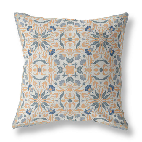 26��� Gray Orange Paisley Indoor Outdoor Throw Pillow