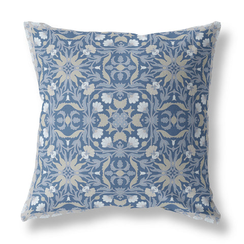 26��� Blue Gray Paisley Indoor Outdoor Throw Pillow