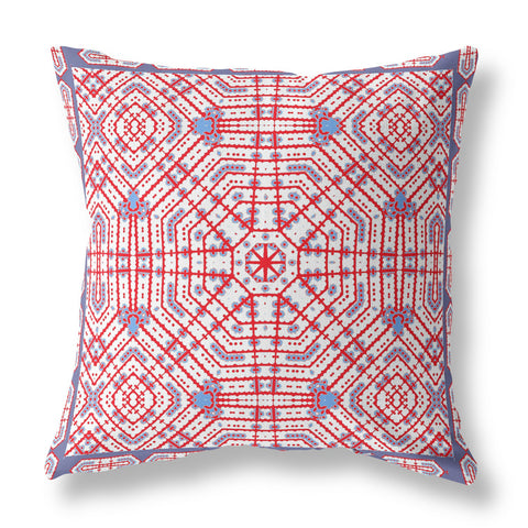 26��� Red White Geostar Indoor Outdoor Throw Pillow