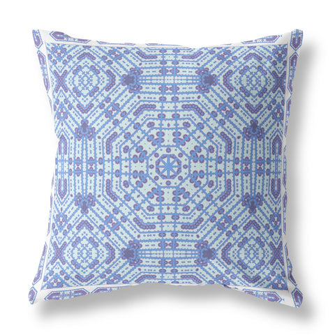 26��� Cyan Blue Geostar Indoor Outdoor Throw Pillow