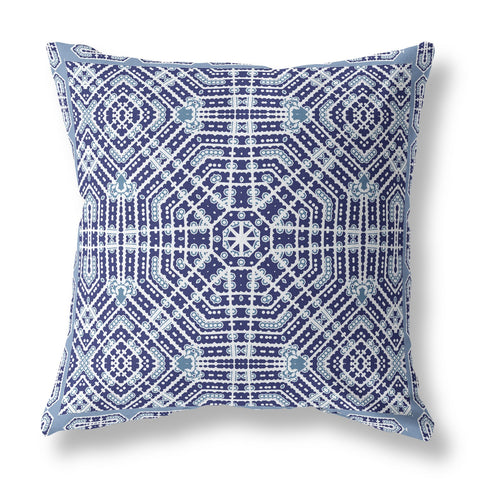 26��� Indigo Blue Geostar Indoor Outdoor Throw Pillow