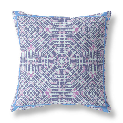 20��� Lilac Blue Geostar Indoor Outdoor Throw Pillow