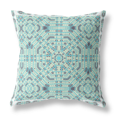 26��� Aqua Geostar Indoor Outdoor Throw Pillow