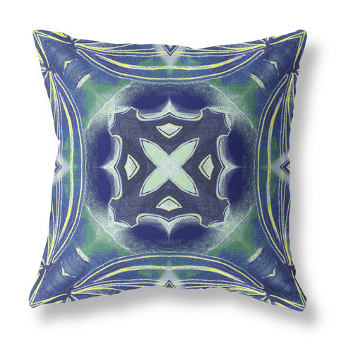 26"x26" Evening Blue Green Zippered Broadcloth Geometric Throw Pillow