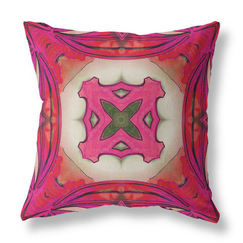 26"x26" Hot Pink Zippered Broadcloth Geometric Throw Pillow