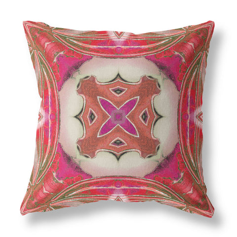 26"x26" Hot Pink Gray Zippered Broadcloth Geometric Throw Pillow