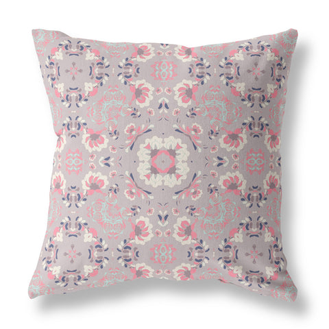 26" X 26" Muted Pink Broadcloth Floral Throw Pillow