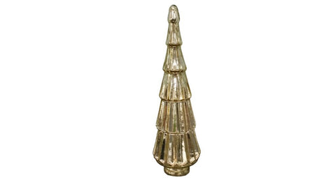 22" Gold Glass Christmas Tree Sculpture