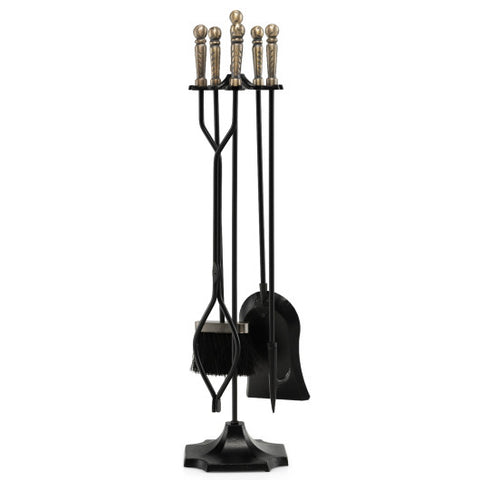 31 inch 5 Pieces Metal Fireplace Tool Set with Stand-Bronze 31 inch 5