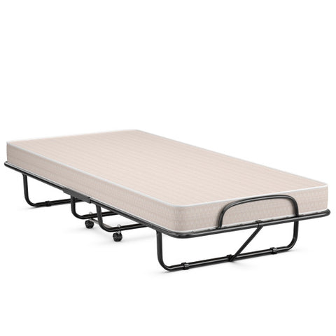 Made in Italy Rollaway Guest Bed with Sturdy Steel Frame and Memory Foam