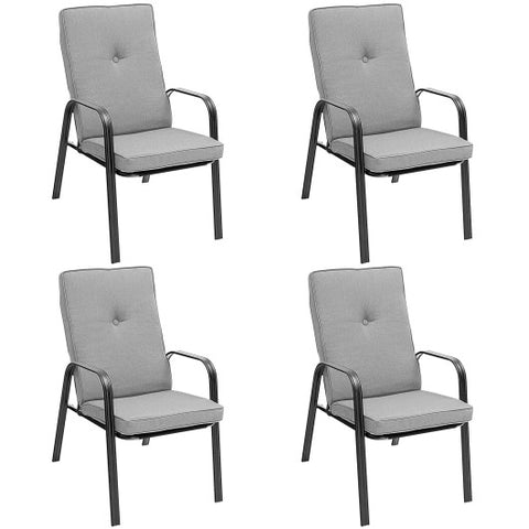 4 Patio Dining Stackable Chairs Set with High-Back Cushions 4 Patio Dining